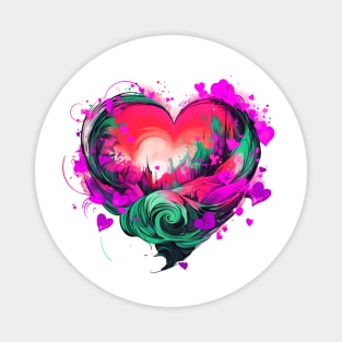 Heart Nouveau Design (Purple, Pink) Magnet